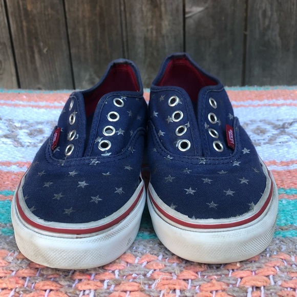 Vans star red/wht/blue low top vans Kids 1.5 - Picture 2 of 6